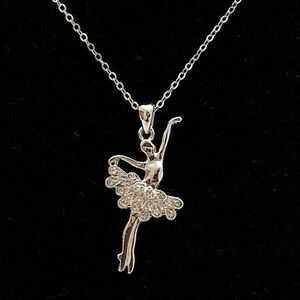 Little Girl’s Silver Rhinestone Ballerina Necklace 💗